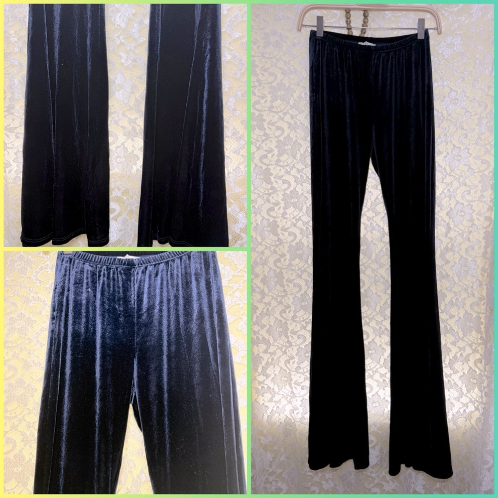 NWOT Soprano dark navy blue indigo Velvet bell bottom Flare stretch Pants HOT!